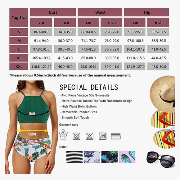 Amazon New high waisted 2 piece swimsuit tummy control bikini - Picture 10 of 15